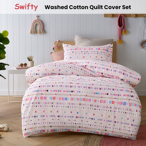 Happy Kids Swifty Washed Quilt Cover Set Size Double Quilt Covers