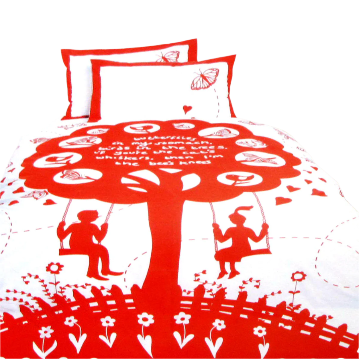 Happy Kids The Bees Knees Red Quilt Cover Set Double Quilt Covers