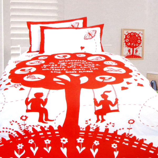 Happy Kids The Bees Knees Red Quilt Cover Set Double Quilt Covers