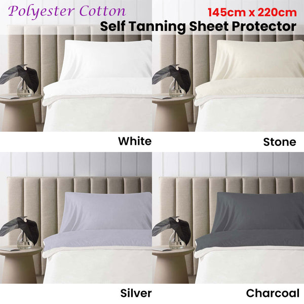 Accessorize Self Tanning Polyester Cotton Sheet Protector 145Cm X 220Cm Stone Sheets