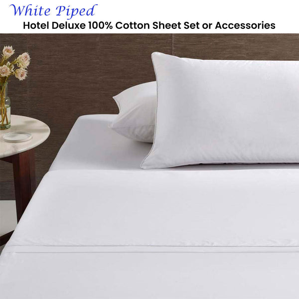 Accessorize White Piped Hotel Deluxe Cotton Sheet Set King Sheets