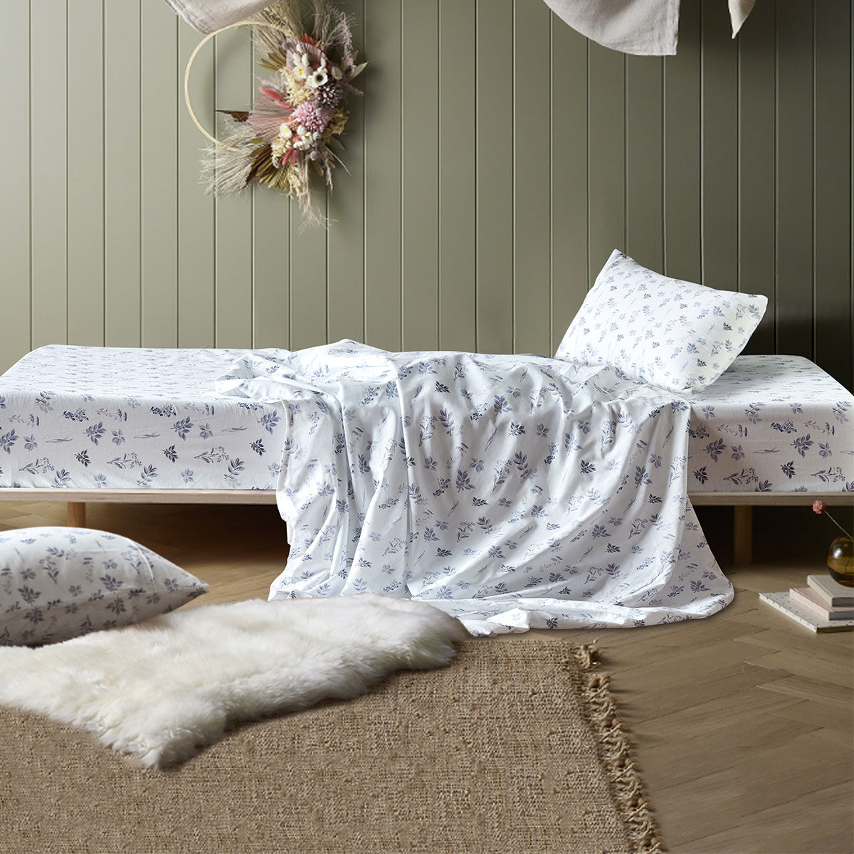 Woodland White Cotton Sheet Set For Kids Sheets