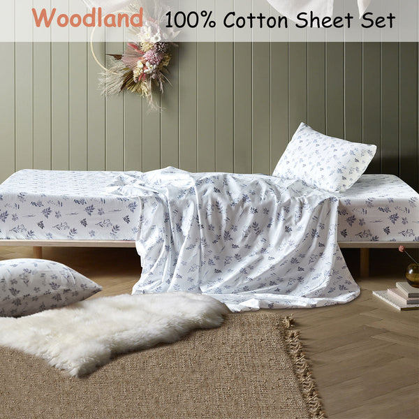 Woodland White Cotton Sheet Set For Kids Sheets