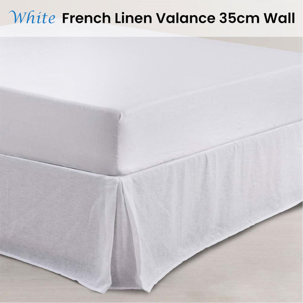 Design Homewares White French Linen Valance 35Cm Wall Super King Other Bedding
