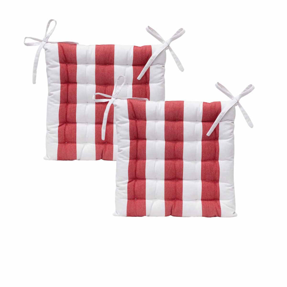 J. Elliott Set Of 2 Outdoor 100% Cotton Chair Pads 40 X Cm Striped Red Chairs