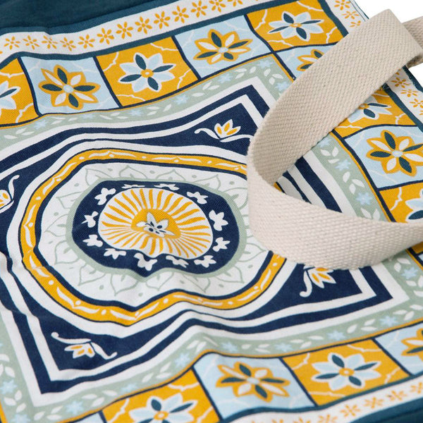 J Elliot Kasbah Cotton Tote Shopping Bag 40.5X43x10cm Blue Reusable Shopping Bags