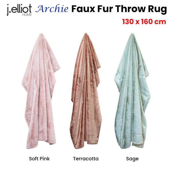 J Elliot Archie Soft Pink Faux Fur Throw Rug 130 X 160Cm Throws & Afghans