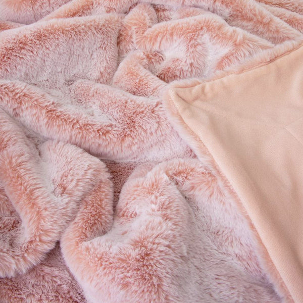 J Elliot Archie Soft Pink Faux Fur Throw Rug 130 X 160Cm Throws & Afghans