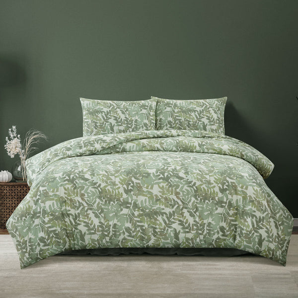 Ardor Solana Sage Watercolour Print Quilt Cover Set Queen Quilt Covers