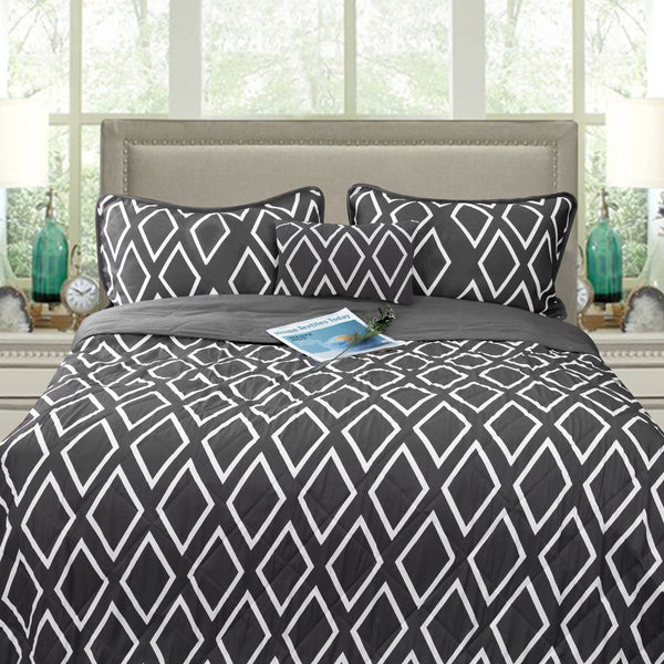 Alena Charcoal 4 Pcs Ultrasonic Comforter Set Queen Comforter Sets Queen