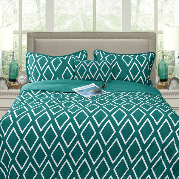 Alena Teal 4 Pcs Ultrasonic Comforter Set Queen Comforter Sets Queen