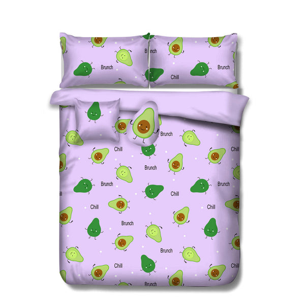 5 Pcs Purple Avocado Kids Adventure Comforter Set King Size King Comforter Sets