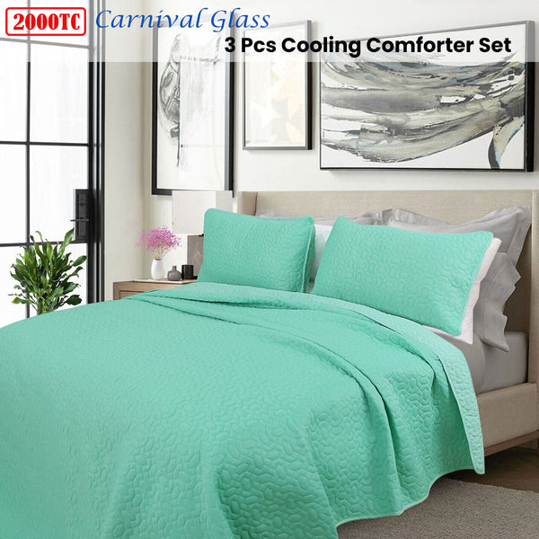 2000Tc Carnival Glass Cooling Embroidered 3 Pcs Comforter Set Size King King Comforter Sets