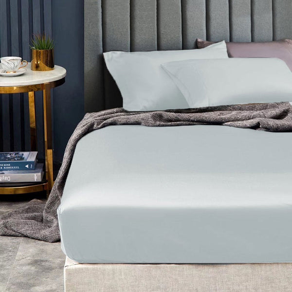 1500Tc Elite Egyptian Cotton Sateen Fitted Sheet Combo Set Ice Blue King Single Sheets