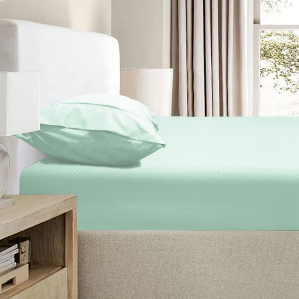 2000Tc Bamboo Embossed Fitted Sheet Combo Set Aqua Single Sheets