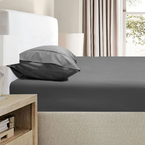 2000Tc Bamboo Embossed Fitted Sheet Combo Set Charcoal King Sheets