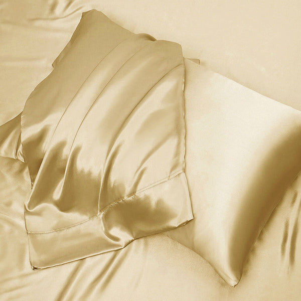 Casablanca Satin Fitted Sheet Combo Set Champagne King Sheets