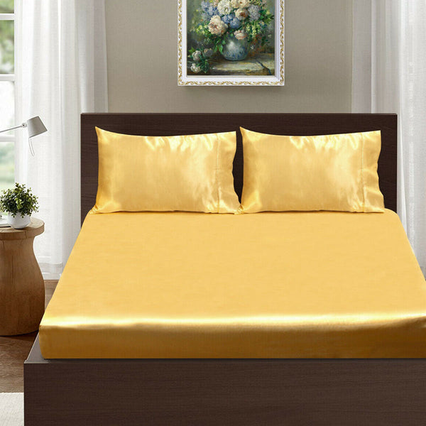 Casablanca Satin Fitted Sheet Combo Set Gold King Sheets