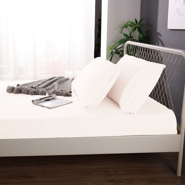 1000Tc Linen Bamboo Fitted Sheet Combo Set White Queen Sheets
