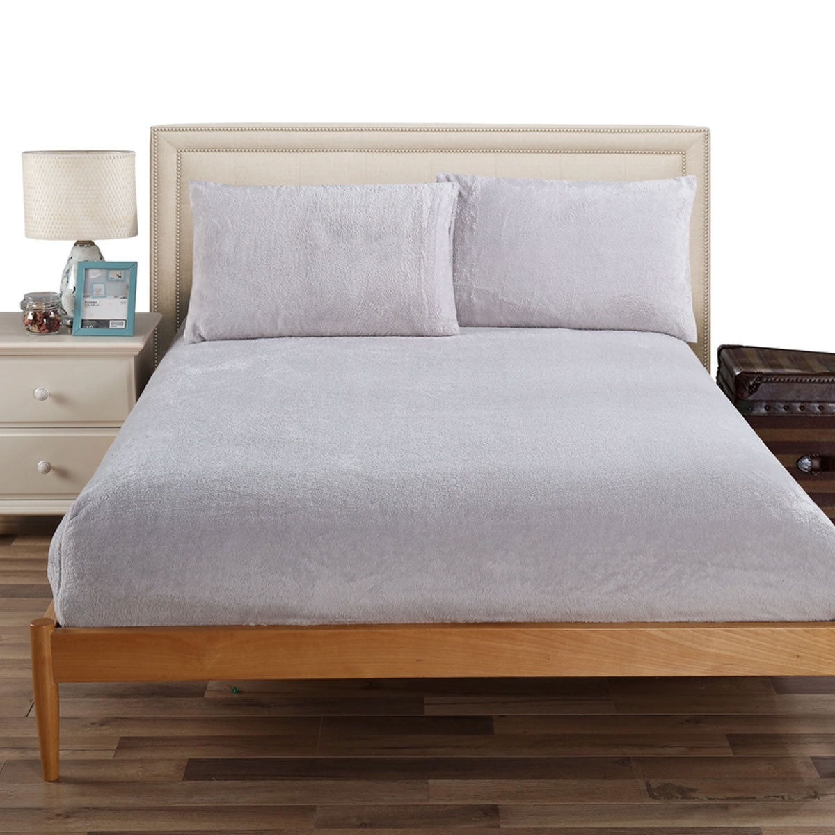 Ramesses Teddy Fleece Fitted Sheet Combo Set Grey Single Sheets
