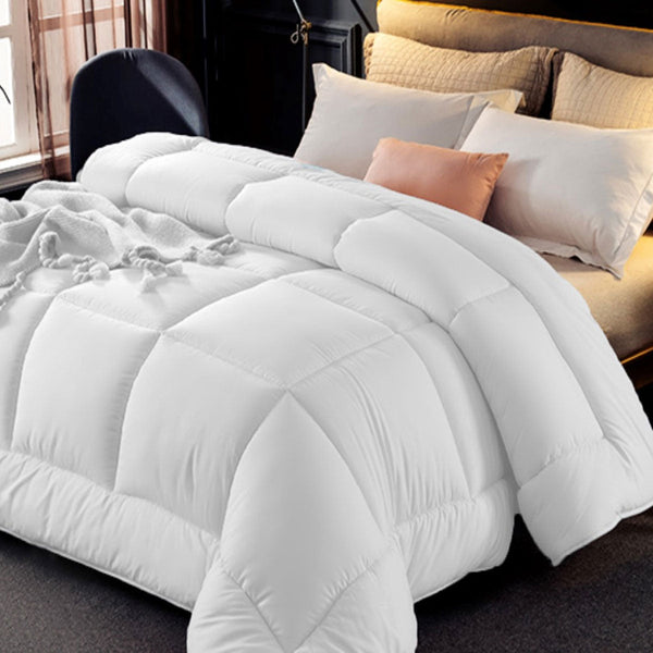 800Gsm All Season Microfibre Quilt Super King White Quilt Covers