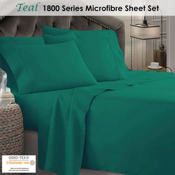 Shangri La 1800 Series Microfibre Sheet Set Teal Queen Sheets