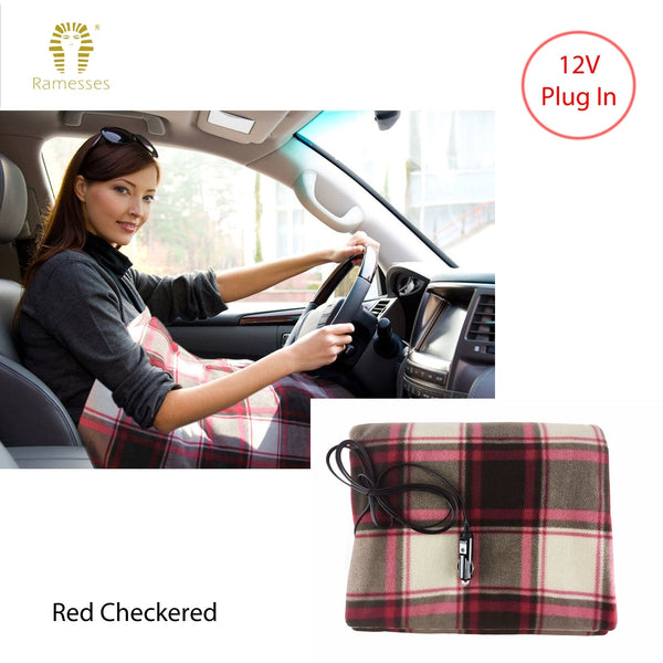 110 X 150 Cm Electric Heated Car Snuggle Red Checkered Electric Blankets