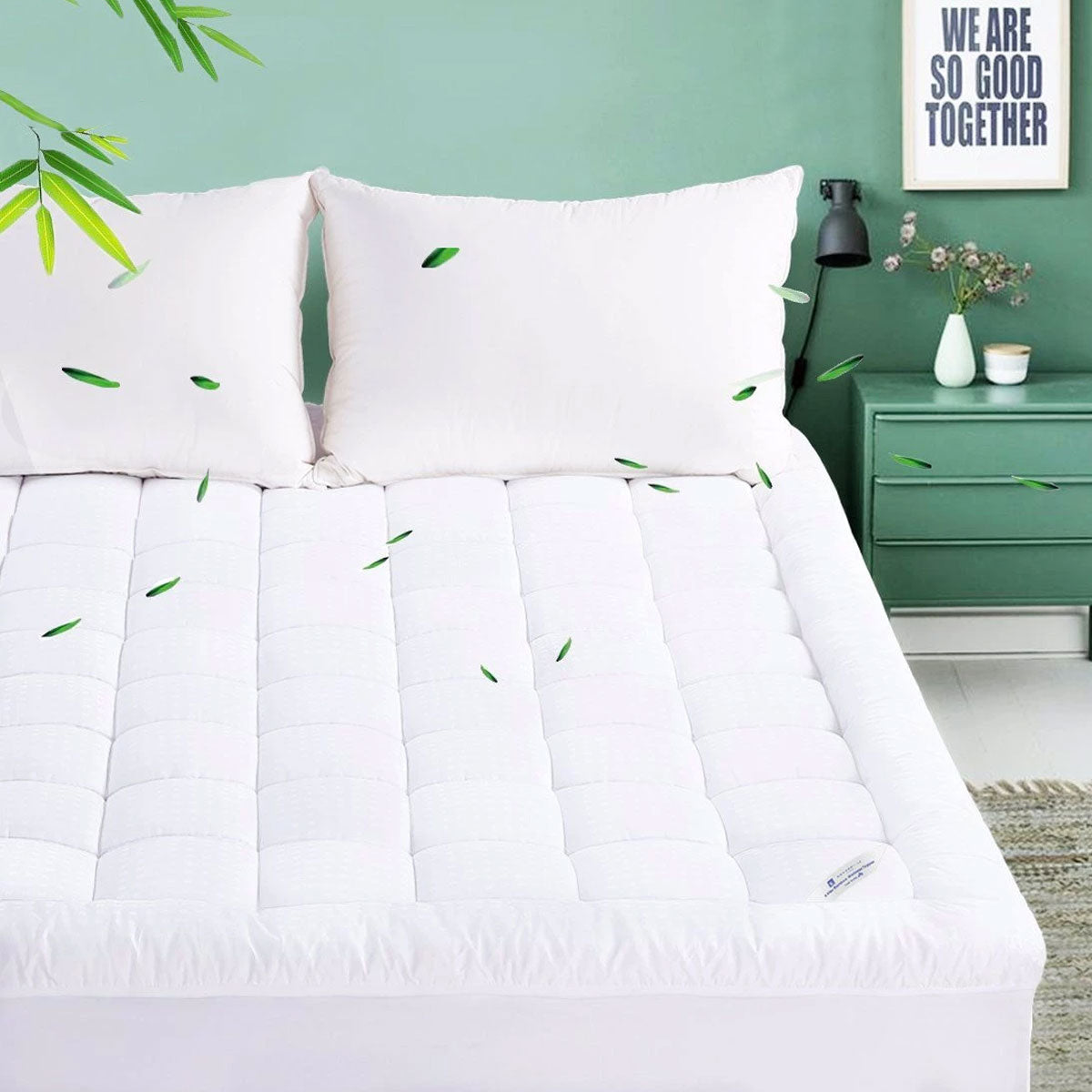 Shangri La 1000Gsm Bamboo Mattress Topper Single For Home Bedding Mattress Toppers & Protectors