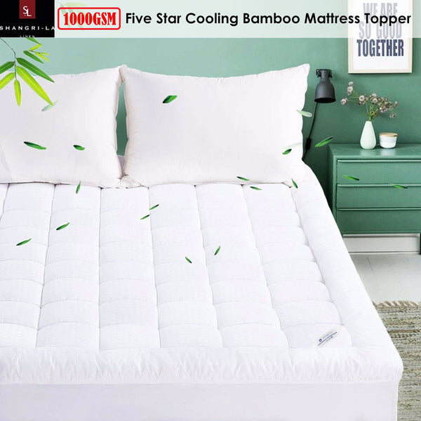 Shangri La 1000Gsm Bamboo Mattress Topper Single For Home Bedding Mattress Toppers & Protectors