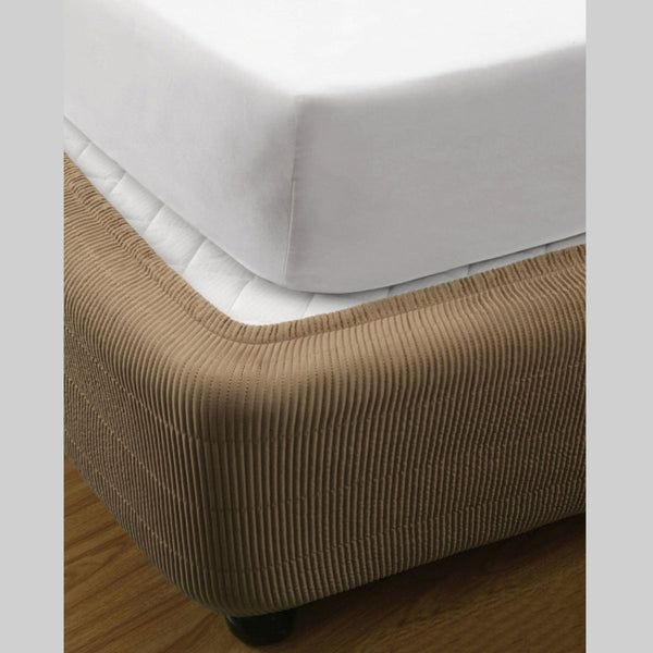 Ramesses Vertical Quilted Valance Mocha Single Single Bed Quilts