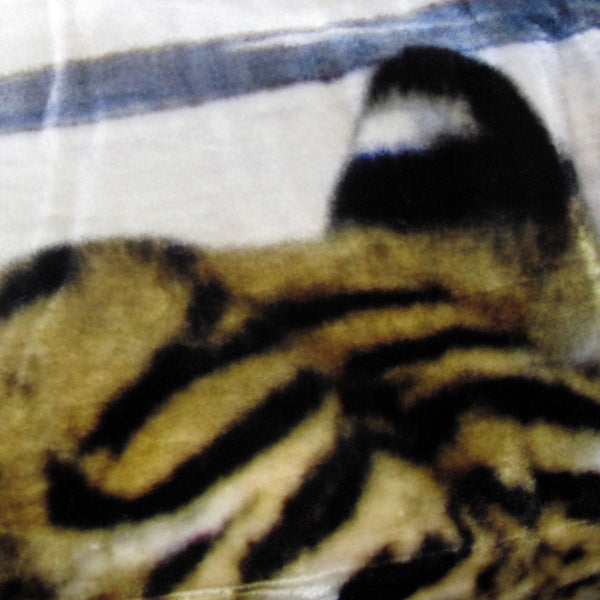 800Gsm Luxury Reversible Animal Pattern Mink Blanket Queen 200 X 240 Cm Three Tigers Blue Blankets