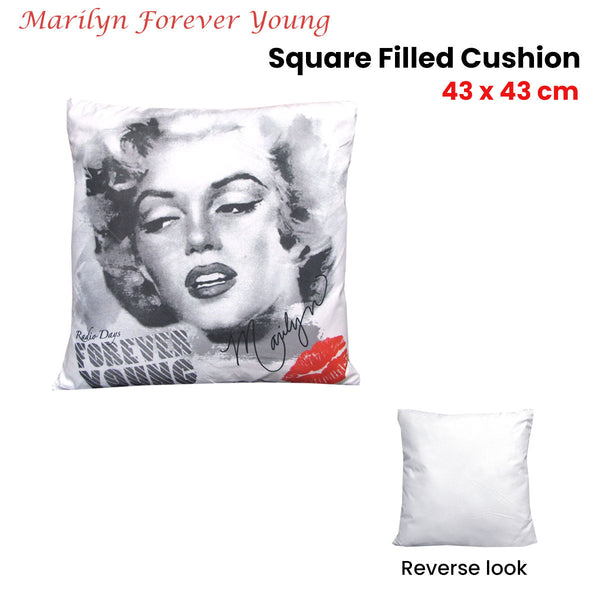 Marilyn Monroe Forever Young Square Filled Cushion 43 X Cm Cushions & Decorative Pillows