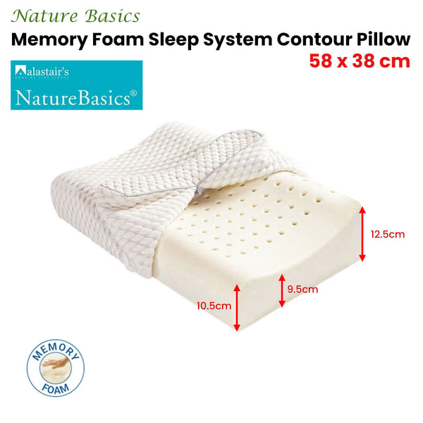 Alastairs Nature Basics Memory Foam Contour Pillow 38 X 58Cm Pillows