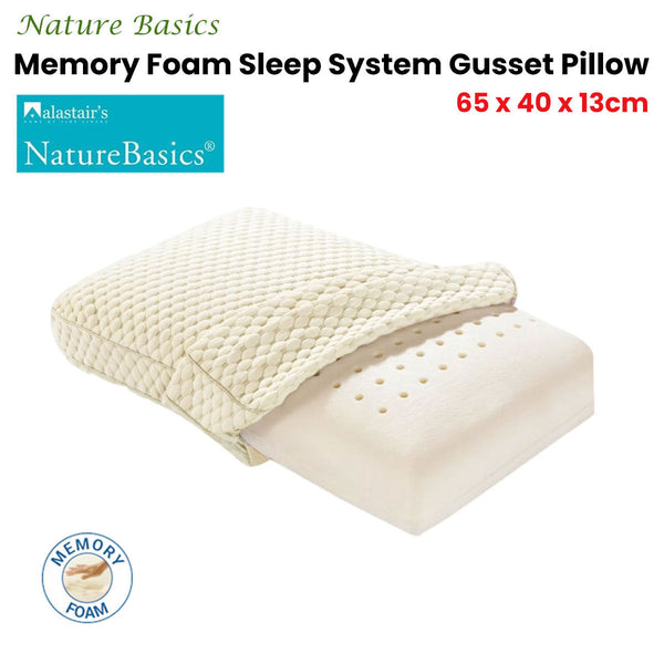 Alastairs Nature Basics Sleep System Memory Foam Gusset Pillow 65 X 40 13Cm Pillows