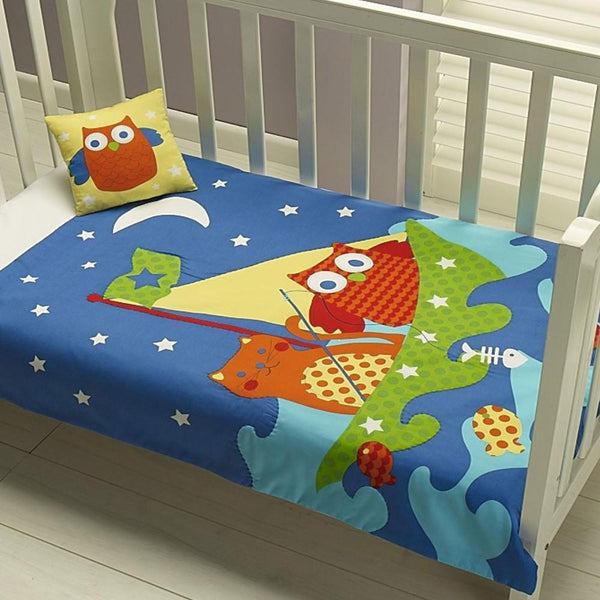 Jiggle & Giggle Owl Cat Comforter + Cushion Quilt Covers