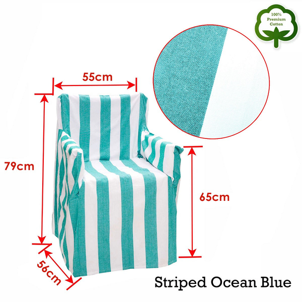 Rans Alfresco 100% Cotton Director Chair Cover Striped Ocean Blue Chair Covers