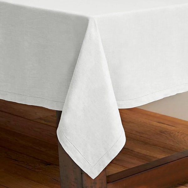 Rans Pure Cotton Hemstitch Tablecloth 220 Cm Round White Table Cloths