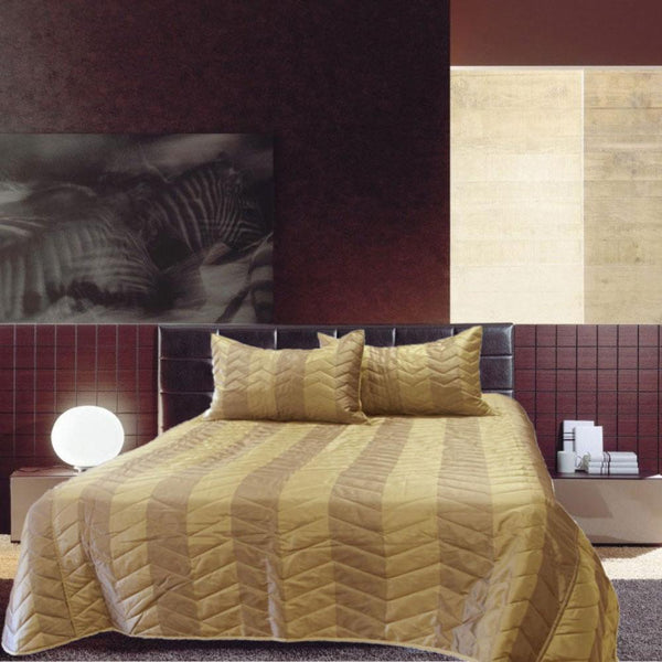 Rapee Faux Silk Coverlet Set Zig Zag Gold Queen Queen Doonas
