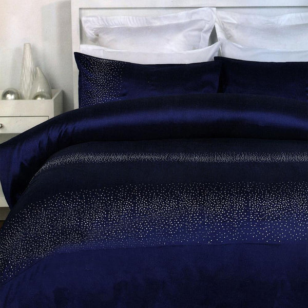 Diamante Quilt Cover Set Navy Single Quilt Covers