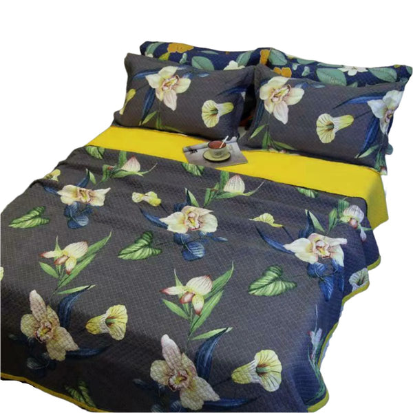 100% Cotton Coverlet Set Embroidered Orchid Queen Queen Doonas