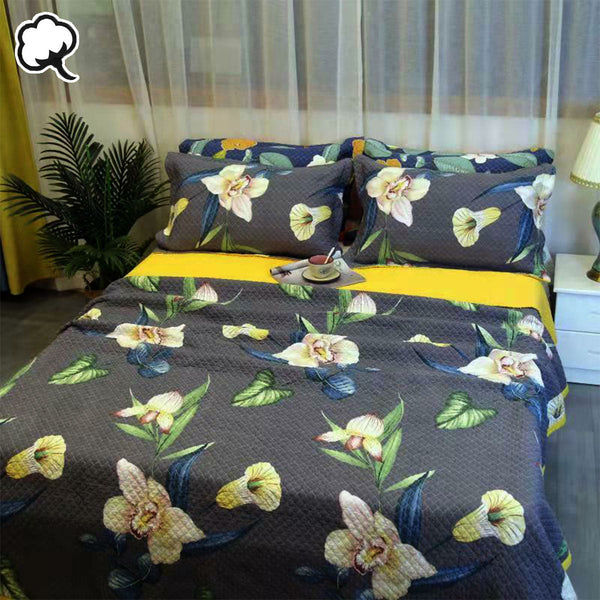 100% Cotton Coverlet Set Embroidered Orchid Queen Queen Doonas