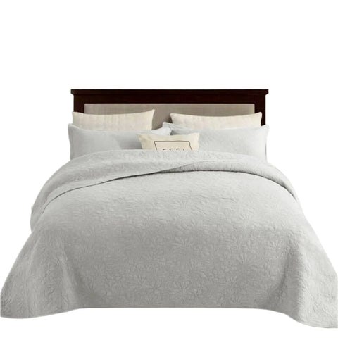 100% Cotton Coverlet Set Floral White Queen Queen Doonas