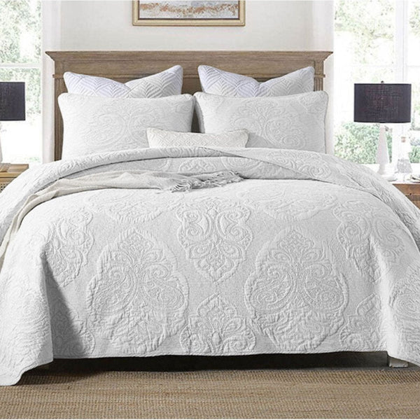 Cotton Rich Lightly Quilted Coverlet Set Royale White King King Doonas