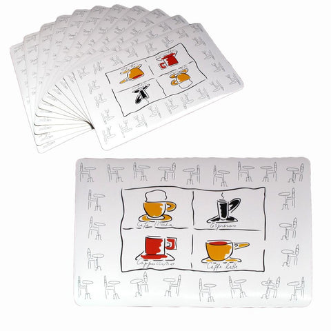 Set Of 12 Pvc Easy Care Coffee House Placemats