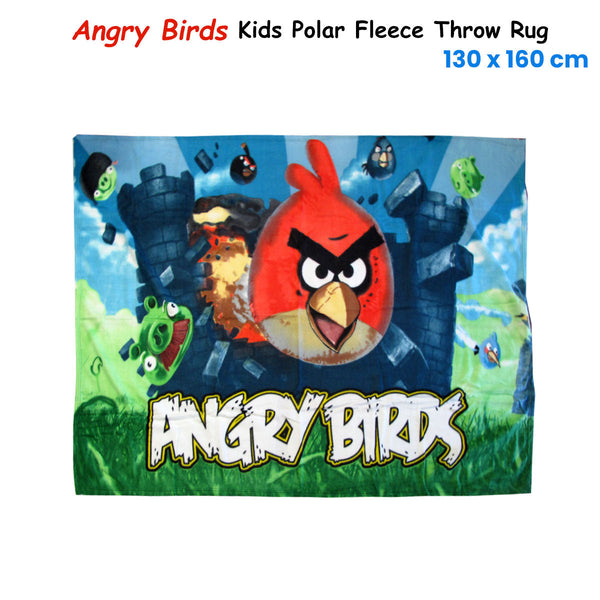 Angry Birds Printed Polar Fleece Throw Rug 130 X 160 Cm Rugs
