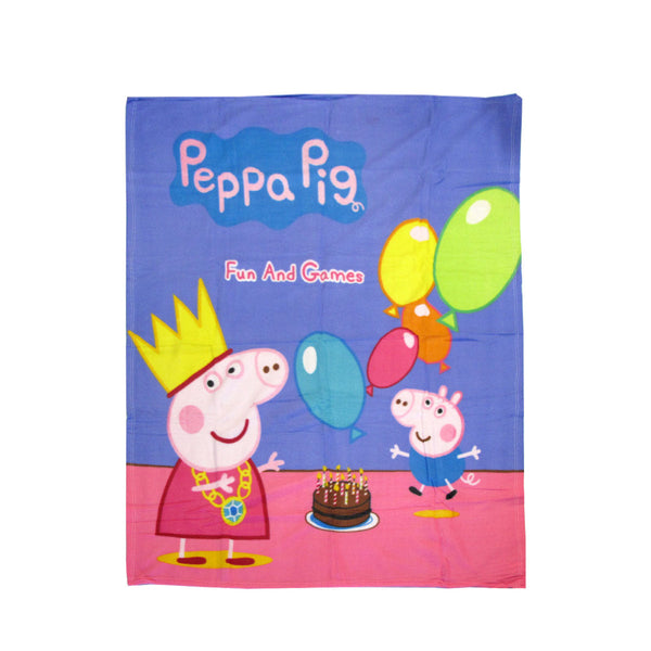 Peppa Pig Birthday Party Printed Polar Fleece Throw Rug 130 X 160 Cm Blankets