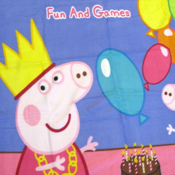 Peppa Pig Birthday Party Printed Polar Fleece Throw Rug 130 X 160 Cm Blankets