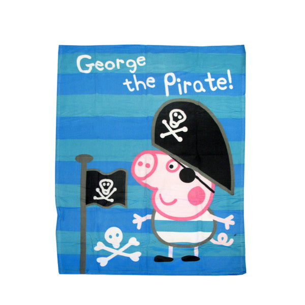 Peppa Pig George The Pirate Printed Polar Fleece Throw Rug 130 X 160 Cm Blankets