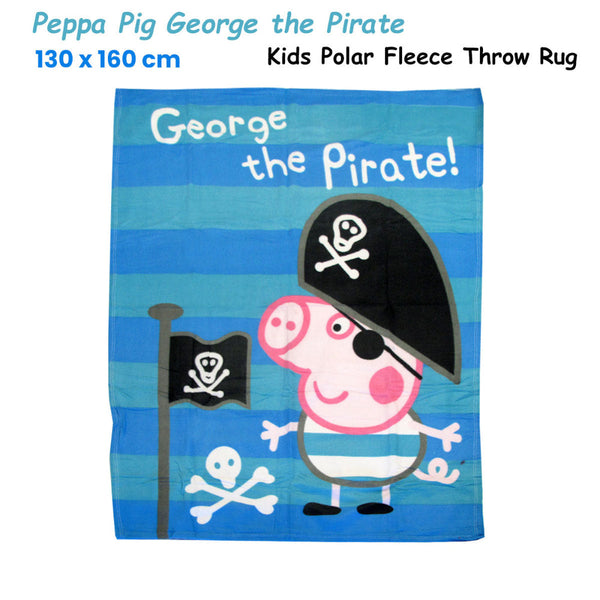 Peppa Pig George The Pirate Printed Polar Fleece Throw Rug 130 X 160 Cm Blankets