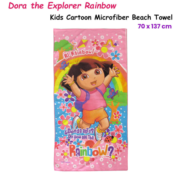 Bloomington Dora The Explorer Rainbow Kids Cartoon Printed Microfiber Beach Towel 70 X 137 Cm Towels & Washcloths